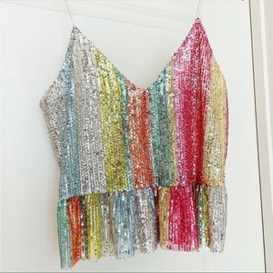 ISO any size Zara rainbow sequin tank.